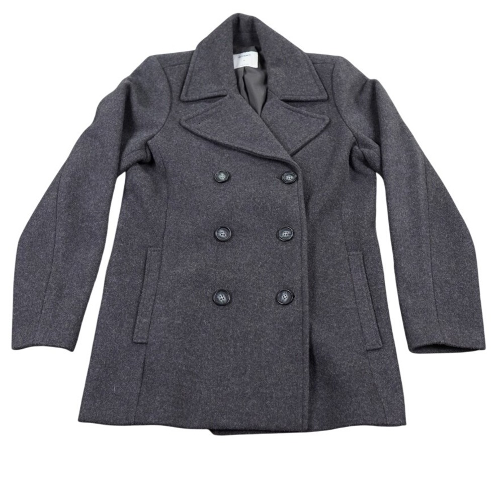 Old Navy Peacoat Women Size M Gray Double Breasted Wool Blend Winter Jacket